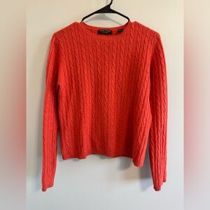 Valerie Stevens Cable Knit Cashmere Sweater in Orange.  Size Medium